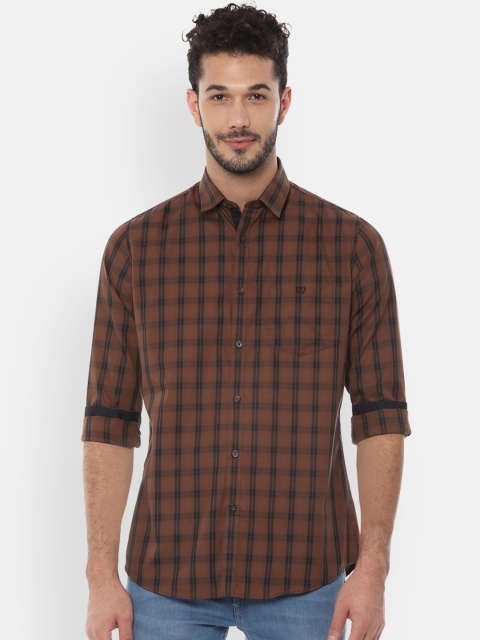 

Van Heusen Sport Men Brown & Black Slim Fit Checked Casual Shirt