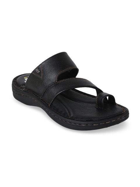 ID Men Black Leather Comfort Sandals