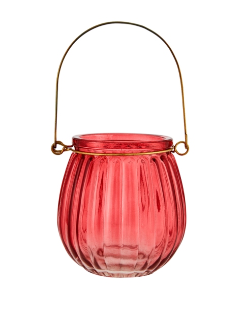 

Living Essence Red Glass Textured Hanging Candle Holder