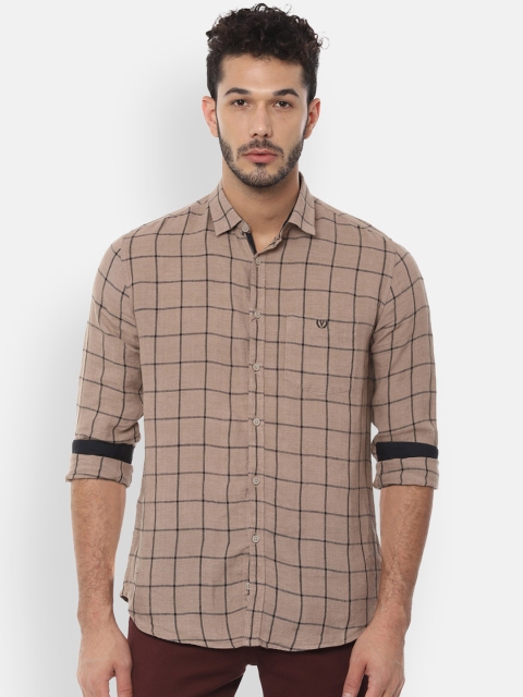

Van Heusen Sport Men Brown Slim Fit Checked Linen Casual Shirt