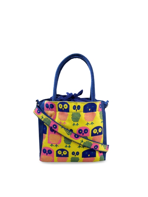 

Anekaant Blue Printed Handheld Bag