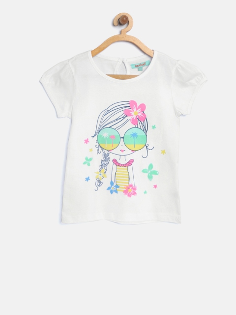 

Nauti Nati Girls Off-White Printed Pure Cotton Top