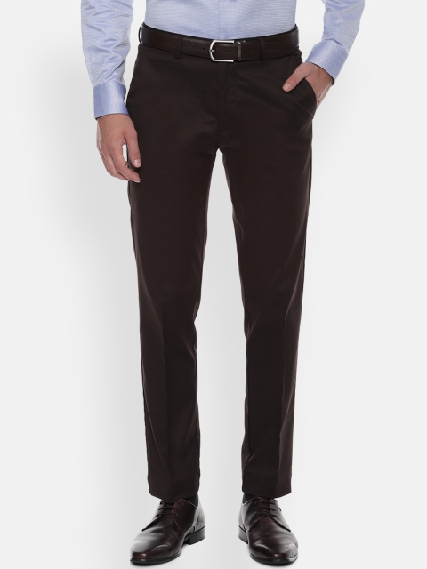 

Louis Philippe Men Brown Slim Fit Solid Formal Trousers