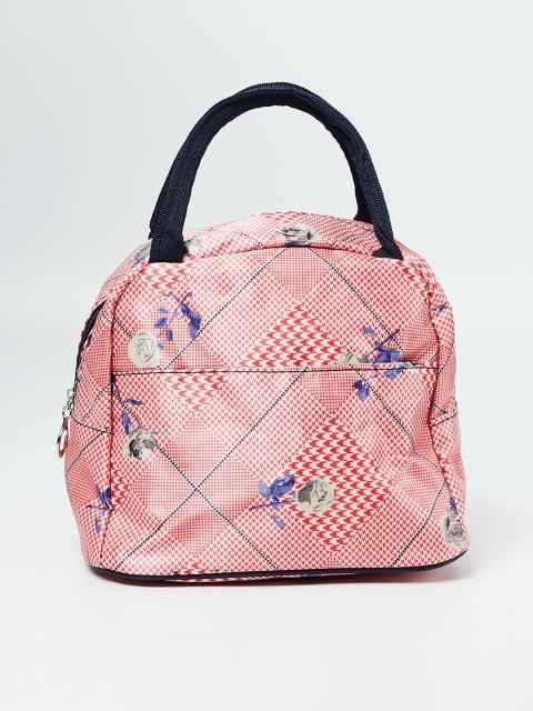 

Ginger by Lifestyle Peach-Coloured Printed Handheld Bag