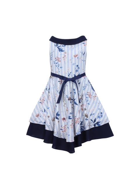 

CUTECUMBER Girls Printed Blue Fit and Flare Dress