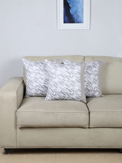House This Grey Set of 3 Self Design Square Cushion Covers
