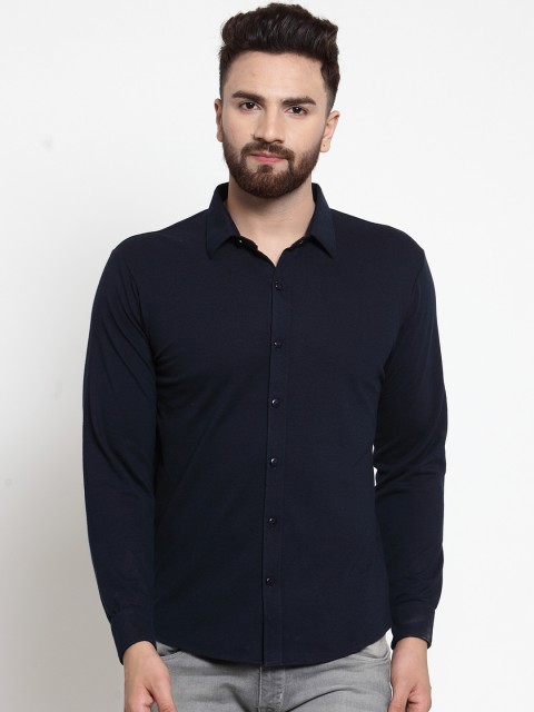 

WILD WEST Men Navy Blue Regular Fit Solid Casual Shirt
