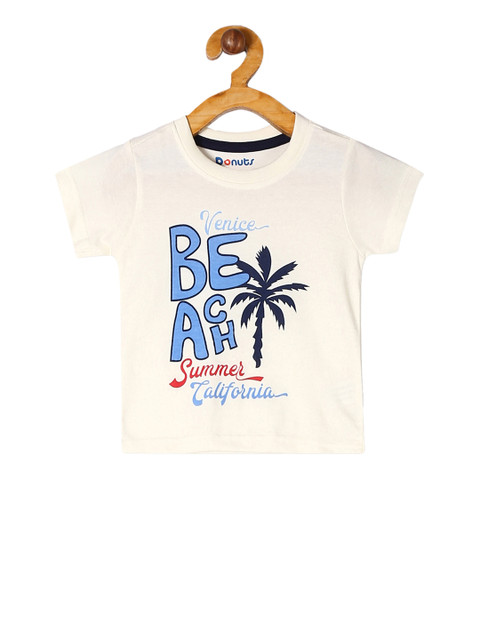 

Donuts Boys White Printed Round Neck T-shirt