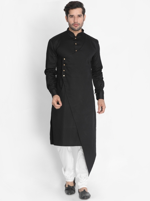 

VASTRAMAY Men Black Solid Kurta with Churidar