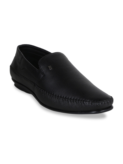 

ID Men Black Leather Semi-Formal Slip-On Shoes