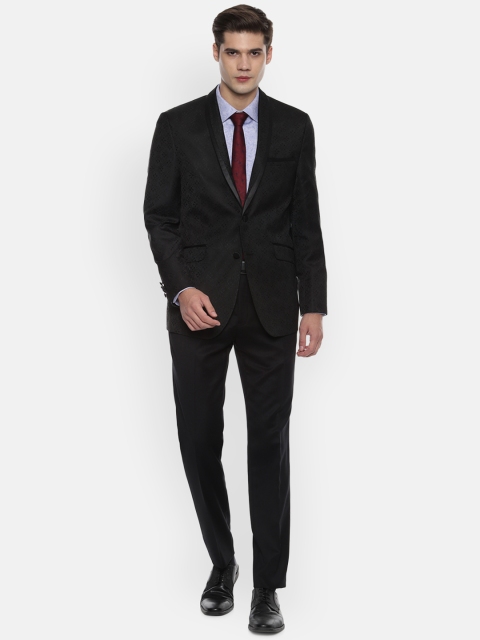 

Van Heusen Men Black Self-Design Slim Fit Suit