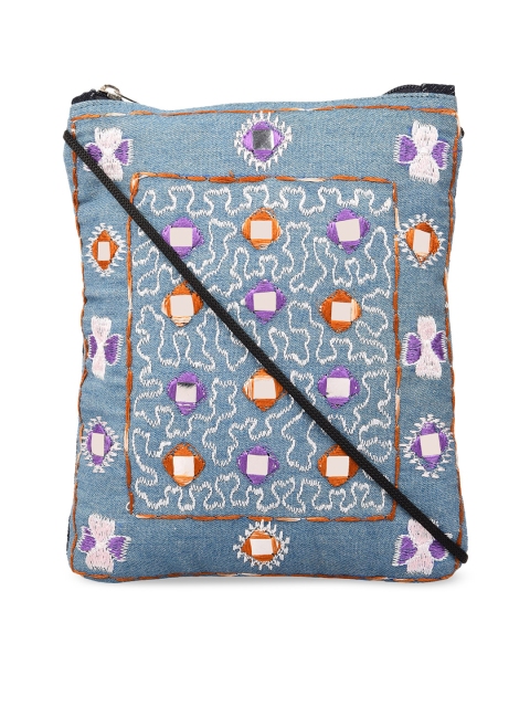 

Anekaant Women Blue Self Design Sling Bag