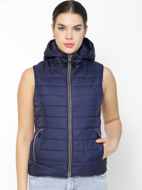 

Gipsy Women Navy Blue Solid Padded Jacket