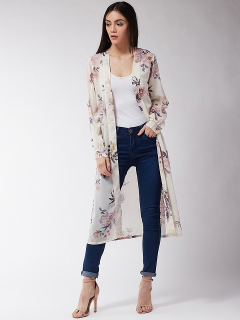 

MAGRE Women Beige Printed Open Front Shrug