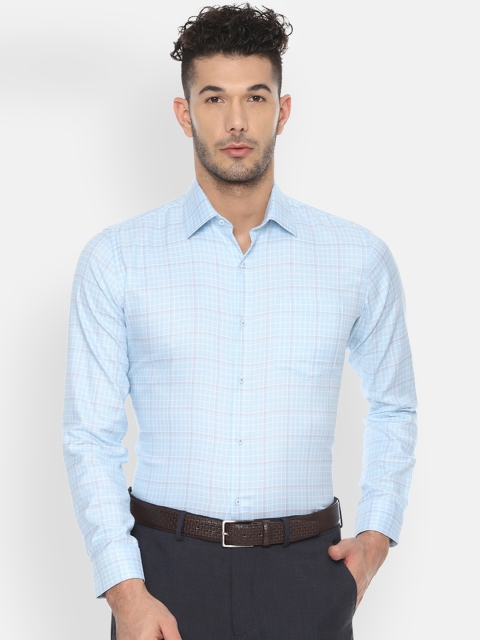 

Van Heusen Men Blue & Grey Slim Fit Checked Formal Shirt