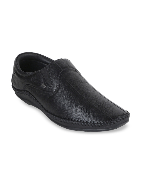 

ID Men Black Leather Semi-Formal Slip-On Shoes