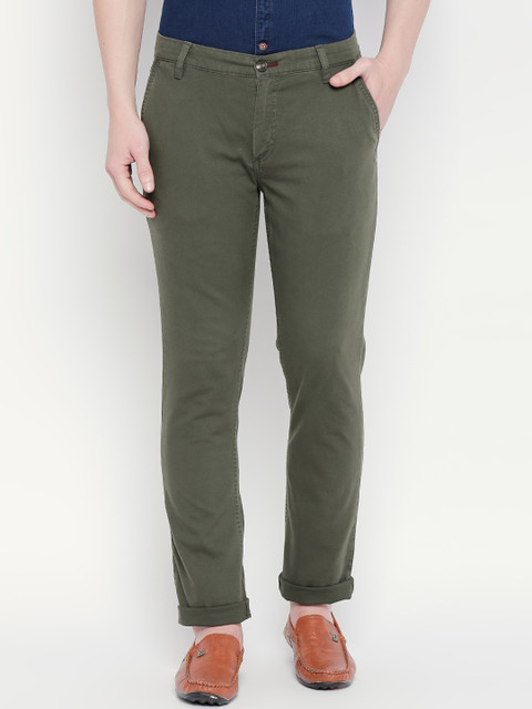 

Urban Ranger by pantaloons Men Olive Green Slim Fit Solid Chinos
