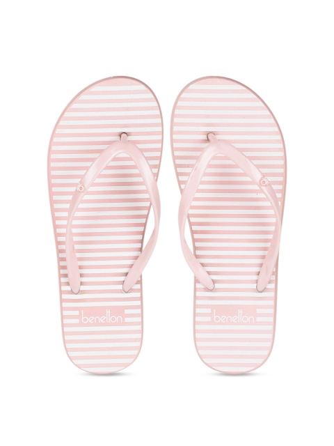 

United Colors of Benetton Women Pink Striped Thong Flip-Flops