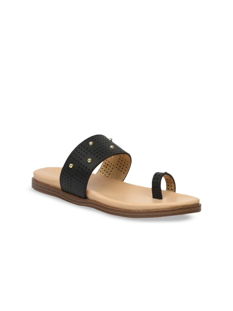 

VALIOSAA Women Black Embellished One Toe Flats