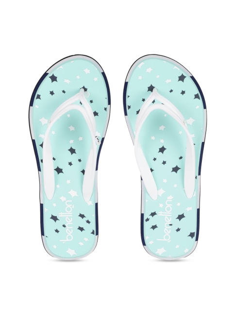 

United Colors of Benetton Women Green Printed Thong Flip-Flops