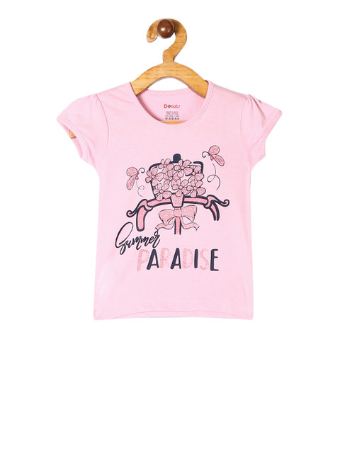 

Donuts Girls Pink Printed Round Neck T-shirt