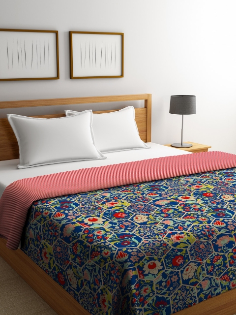

Portico New York Blue & Pink Floral AC Room 120 GSM Double Bed Comforter