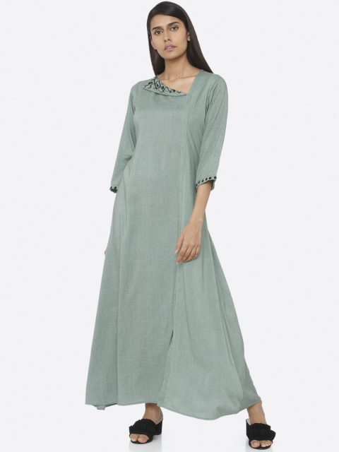 

RAISIN Women Solid Green Maxi Dress