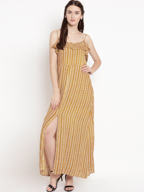 

Abiti Bella Women Mustard Yellow & White Printed Maxi Dress
