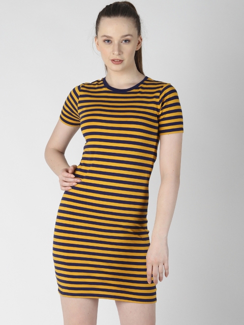 

Blue Saint Women Navy Blue Striped T-shirt Dress
