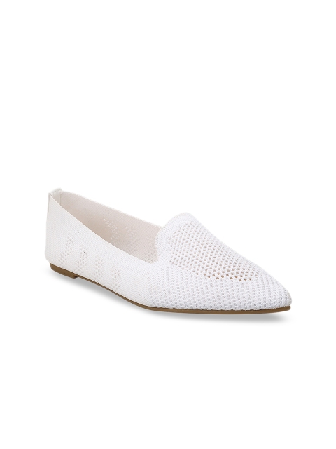 

Flat n Heels Women White Woven Design Ballerinas
