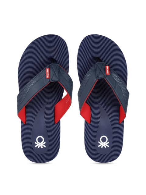 

United Colors of Benetton Men Navy Blue Printed Thong Flip-Flops
