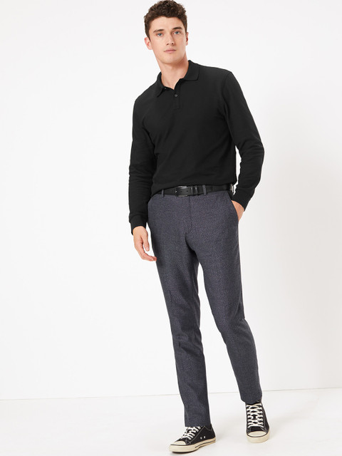 

Marks & Spencer Men Black Solid Polo Collar T-shirt