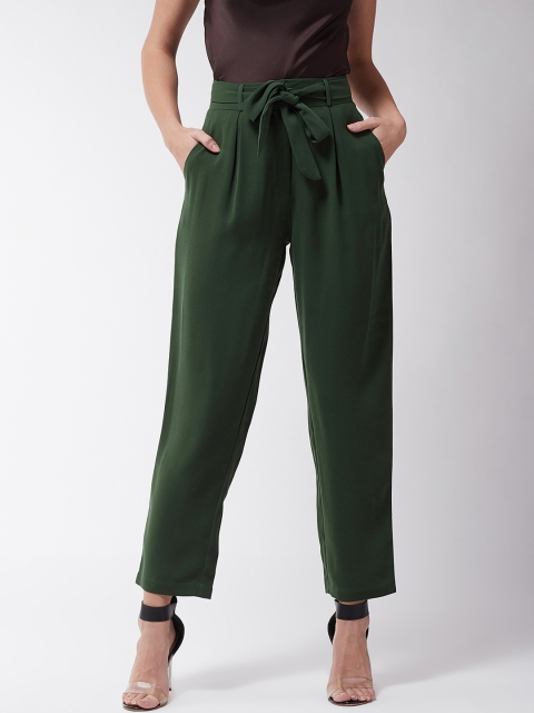 

MAGRE Women Green Regular Fit Solid Parallel Trousers