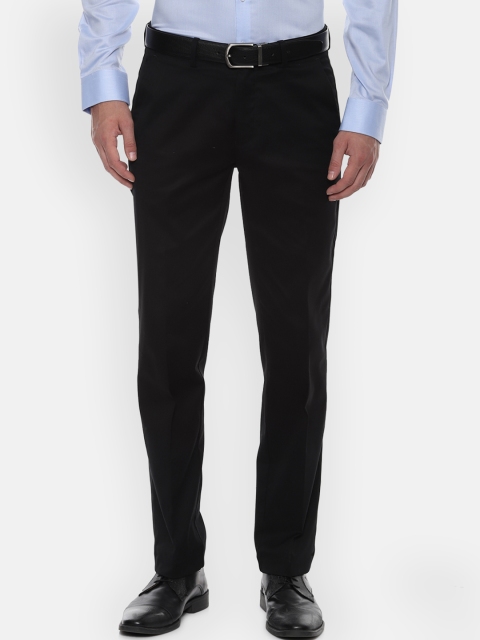 

Louis Philippe Men Black Slim Fit Solid Formal Trousers