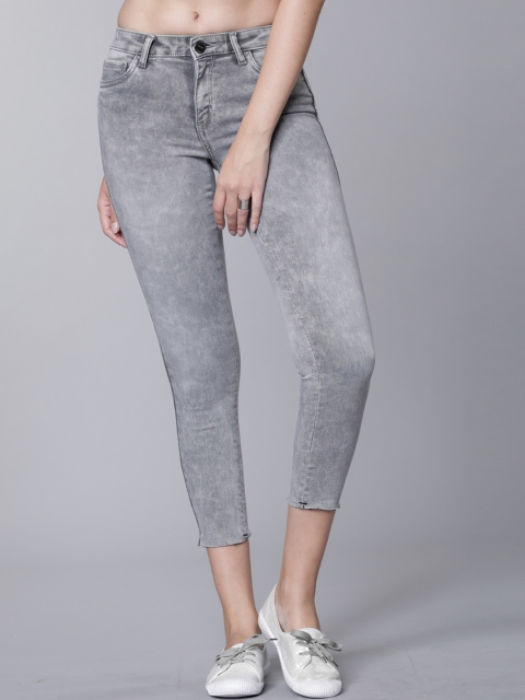 

Tokyo Talkies Women Grey Super Skinny Fit Mid-Rise Clean Look Stretchable Jeans