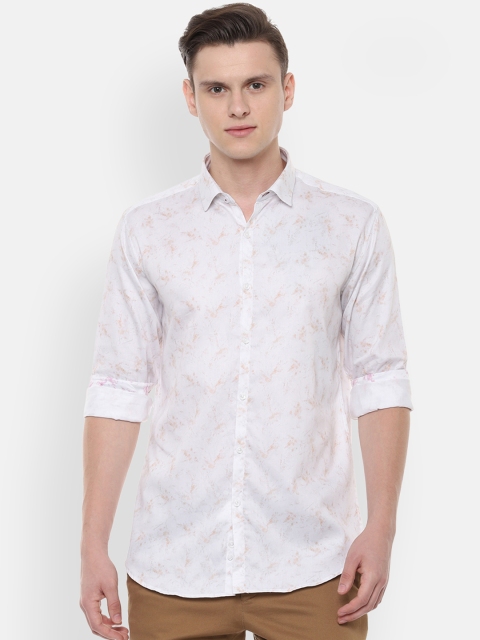 

V Dot Men White & Beige Slim Fit Printed Casual Shirt