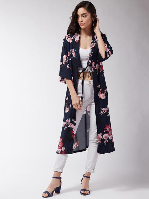 

MAGRE Women Blue Printed Open Front Shrug