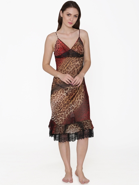 

Private Lives Beige & Brown Printed Nightdress