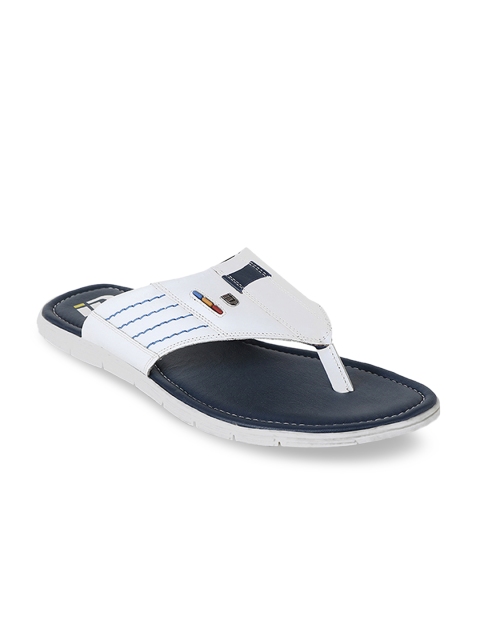 

ID Men White Solid Leather Thong Flip-Flops