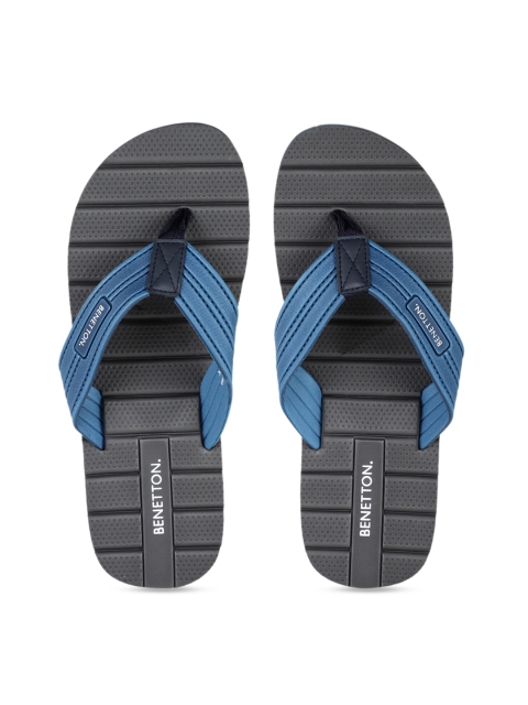 

United Colors of Benetton Men Grey & Blue Printed Thong Flip-Flops