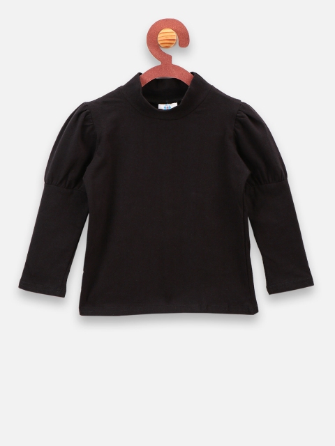 

LilPicks Girls Black Solid High Neck T-shirt