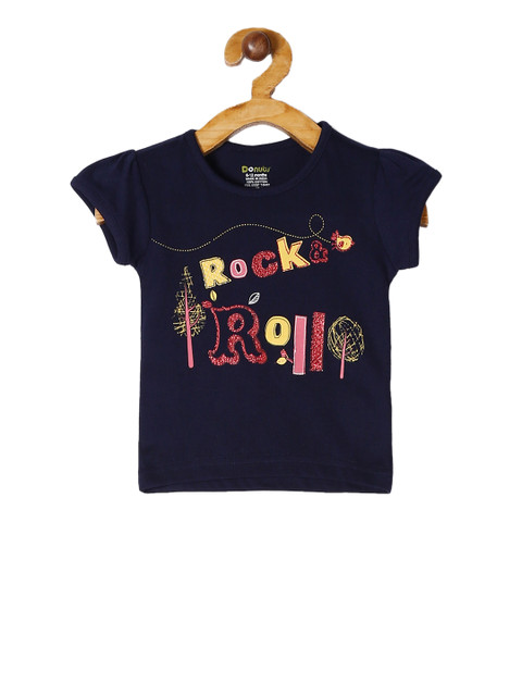 

Donuts Girls Navy Blue Printed Round Neck T-shirt
