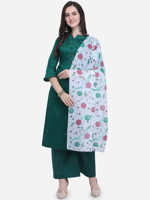 

mf Green & White Pure Cotton Unstitched Dress Material