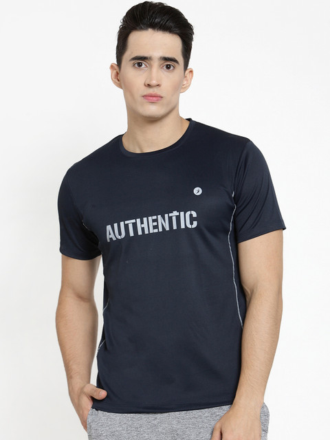 

BUKKUM Men Navy Blue Printed Round Neck T-shirt