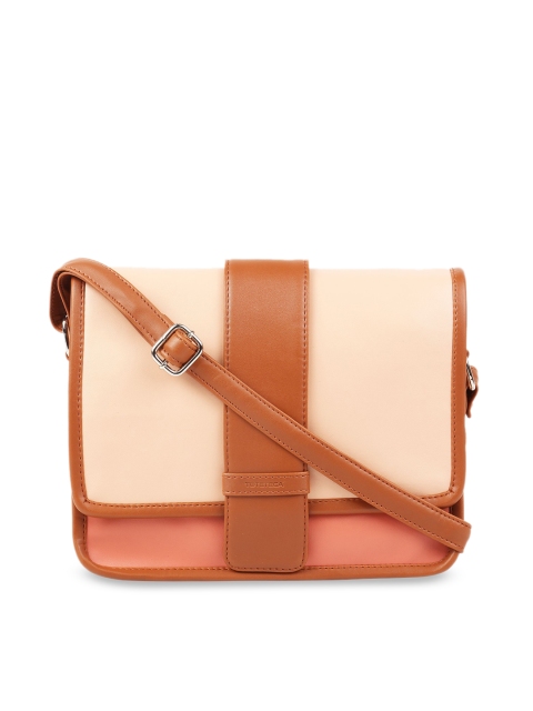 

Toteteca Beige & Brown Colourblocked Sling Bag
