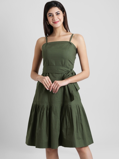 

Aayna Women Green Solid A-Line Dress