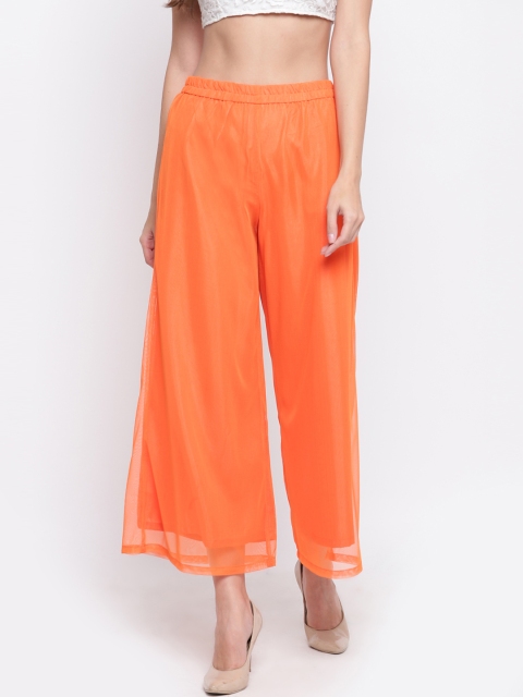

Shakumbhari Women Orange Solid Wide Leg Palazzos