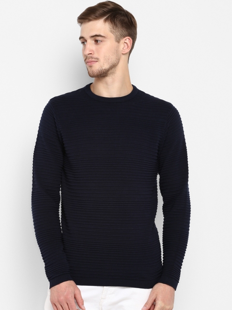 

Red Tape Men Navy Blue Solid Sweater