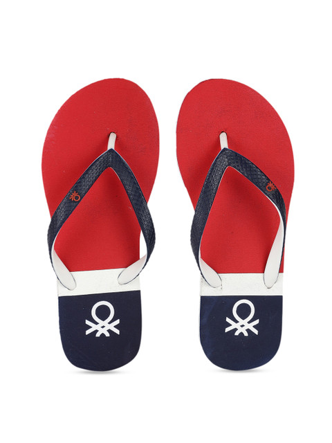 

United Colors of Benetton Women Red & Navy Blue Printed Thong Flip-Flops