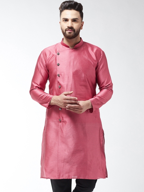 

SOJANYA Men Pink Woven Design Straight Kurta